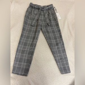 Calvin Klein Plaid Belted Tie-Waist Pants